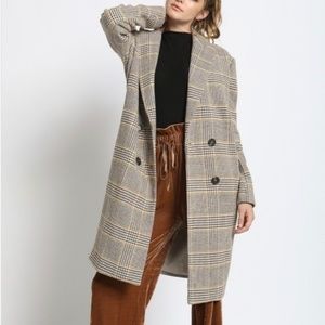 DOUBLE BREASTED PLAID COAT